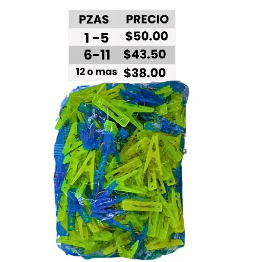 [29-016] PINZA PARA ROPA 100 PZ FOSFORECENTE